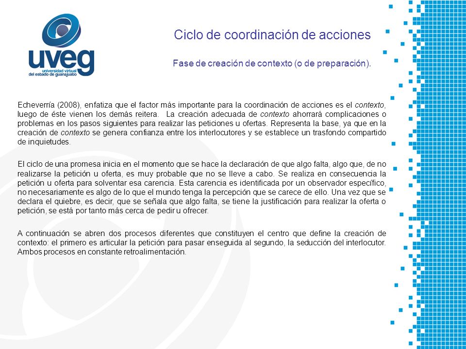 Ciclo de coordinación de acciones Fase de creación de contexto (o de preparación).