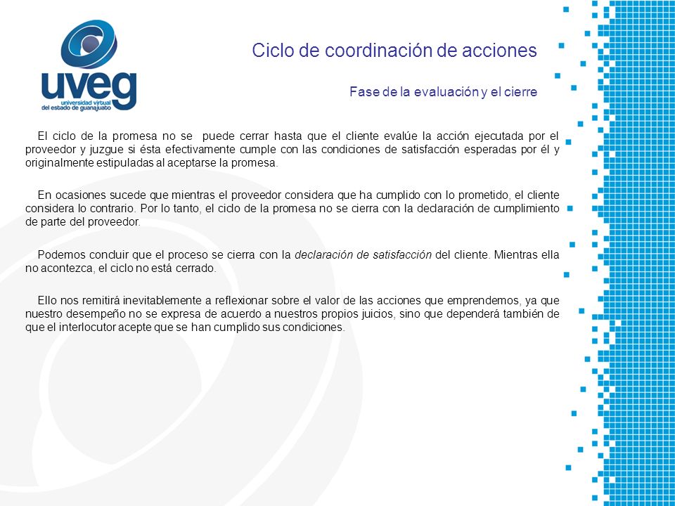 Ciclo de coordinación de acciones Fase de la evaluación y el cierre