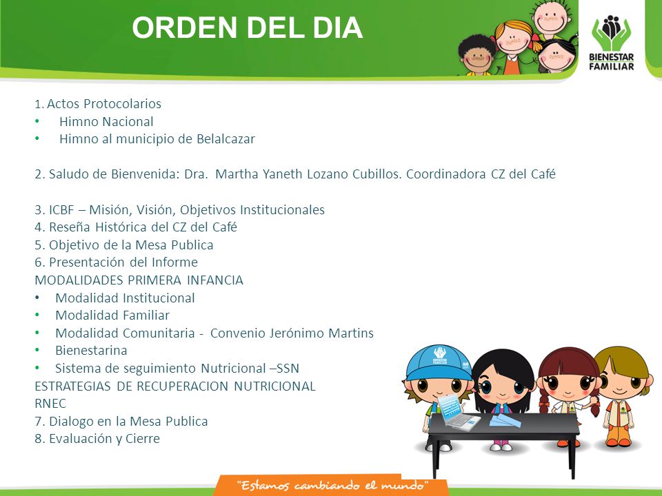 ORDEN DEL DIA Himno Nacional Himno al municipio de Belalcazar