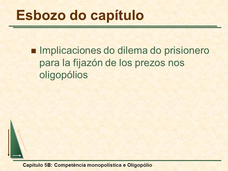 Esbozo do capítulo Implicaciones do dilema do prisionero para la fijazón de los prezos nos oligopólios.