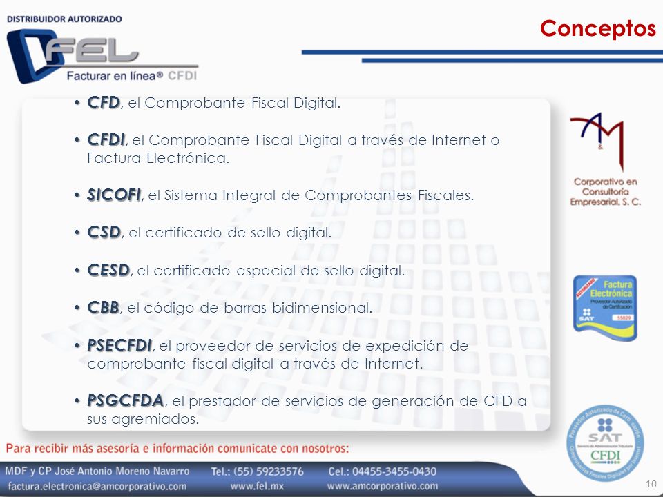 Conceptos CFD, el Comprobante Fiscal Digital.