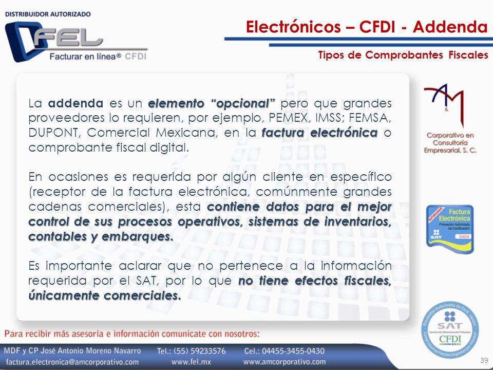 Electrónicos – CFDI - Addenda