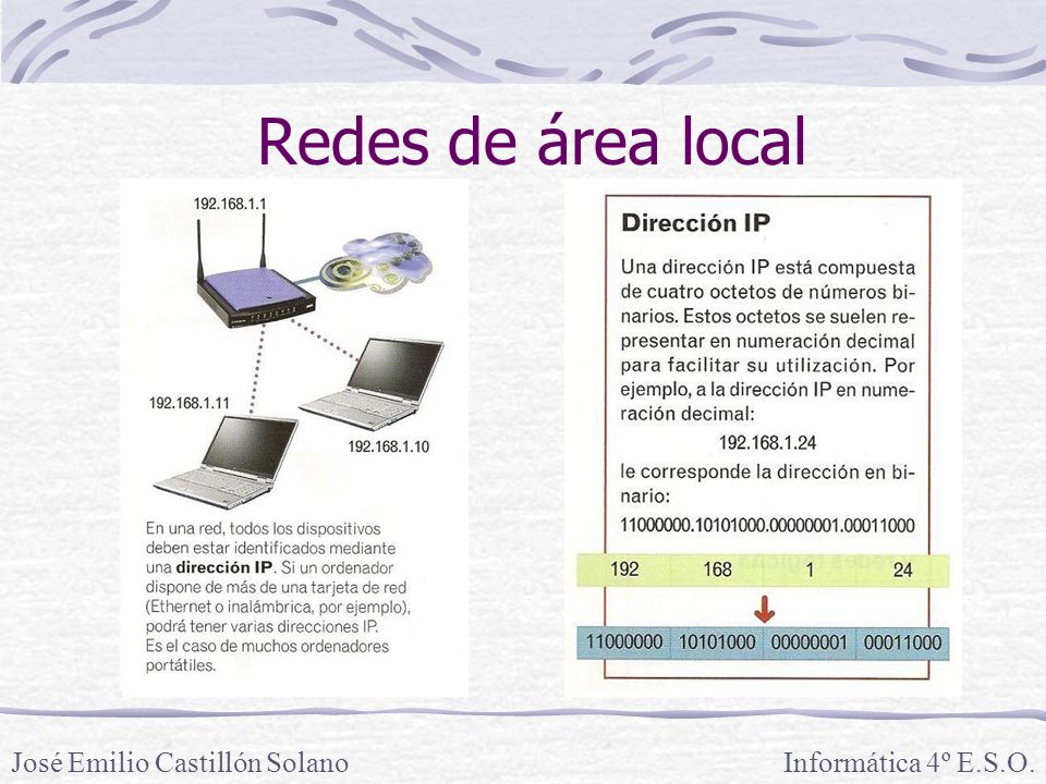 Redes de área local José Emilio Castillón Solano Informática 4º E.S.O.