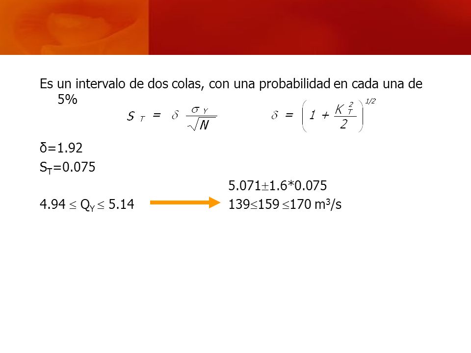 Es un intervalo de dos colas, con una probabilidad en cada una de 5%