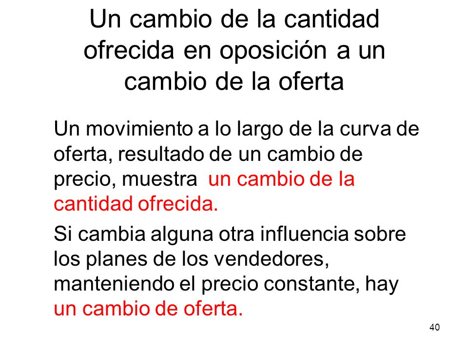Un cambio de la cantidad ofrecida en oposición a un cambio de la oferta
