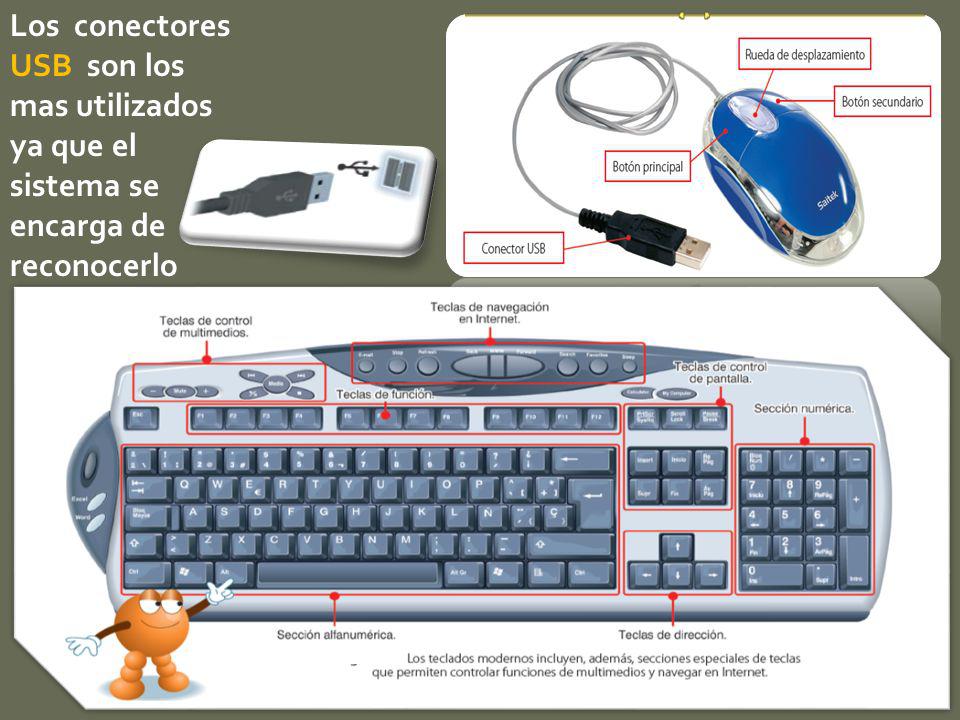 Los conectores USB son los mas utilizados ya que el sistema se encarga de reconocerlo