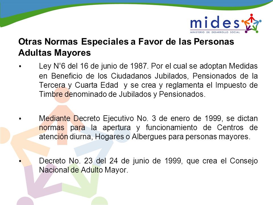 Otras Normas Especiales a Favor de las Personas Adultas Mayores