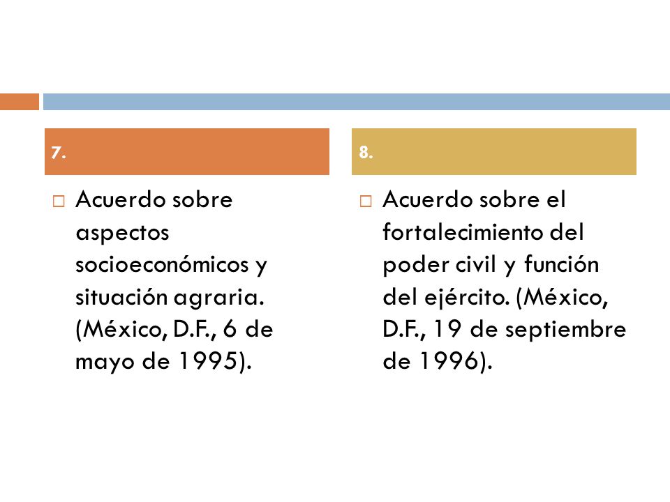 7. 8. Acuerdo sobre aspectos socioeconómicos y situación agraria. (México, D.F., 6 de mayo de 1995).