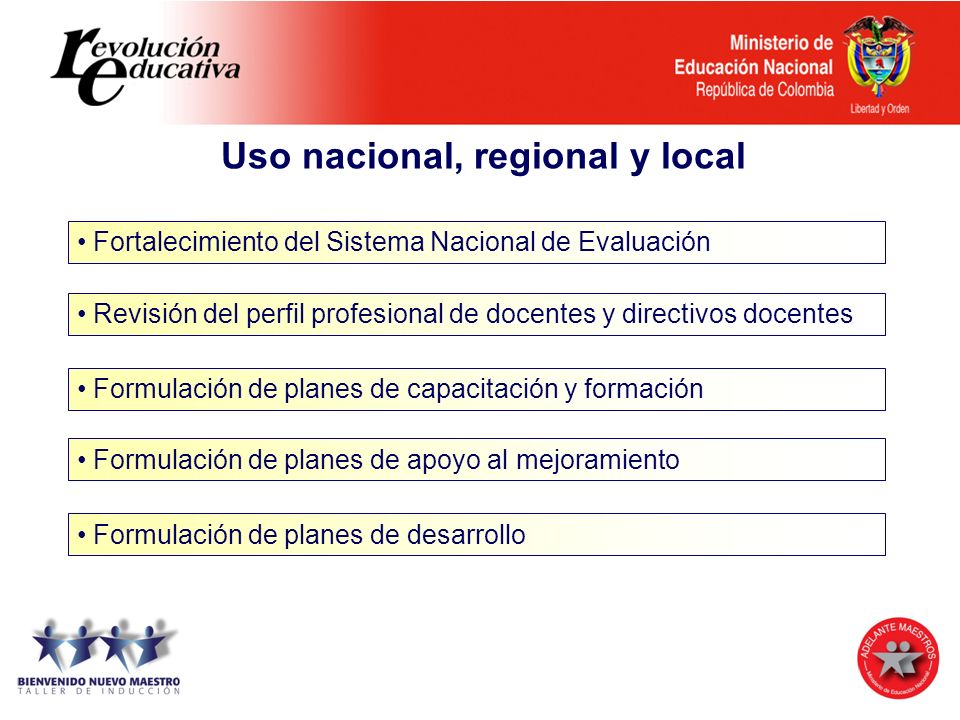 Uso nacional, regional y local