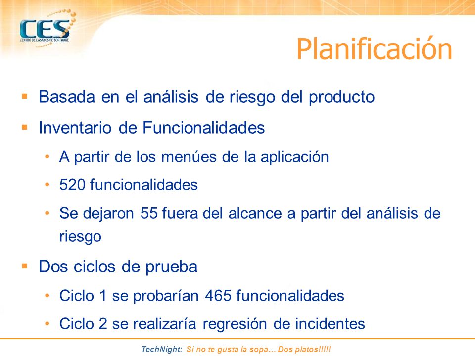 Planificación Basada en el análisis de riesgo del producto