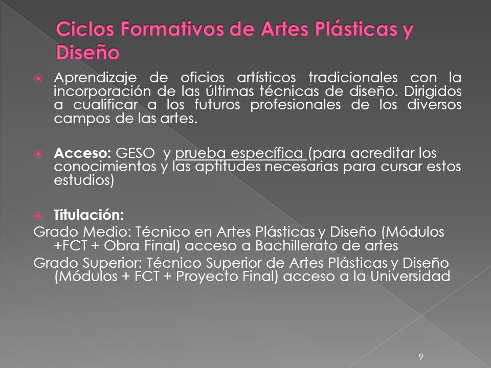 Ciclos Formativos de Artes Plásticas y Diseño