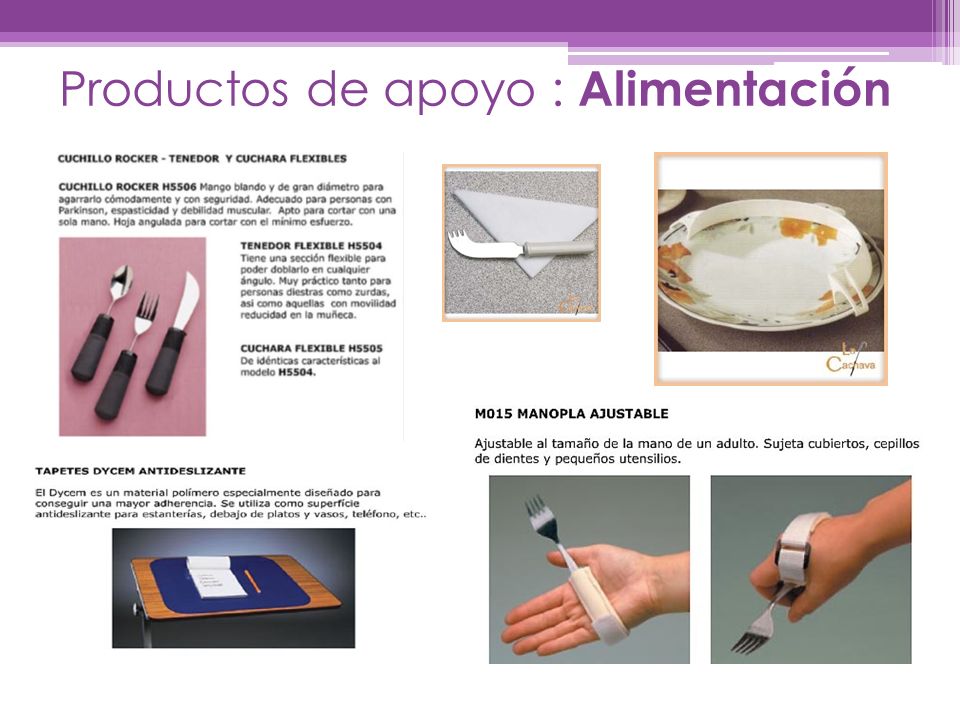 Productos de apoyo : Alimentación