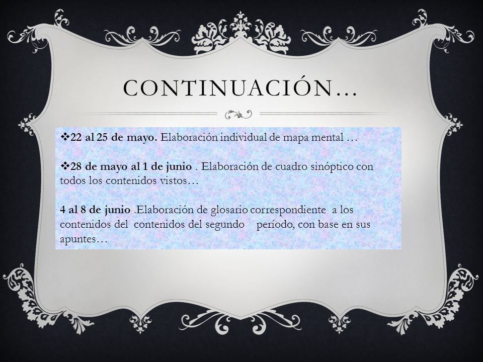CONTINUACIÓN… 22 al 25 de mayo. Elaboración individual de mapa mental …