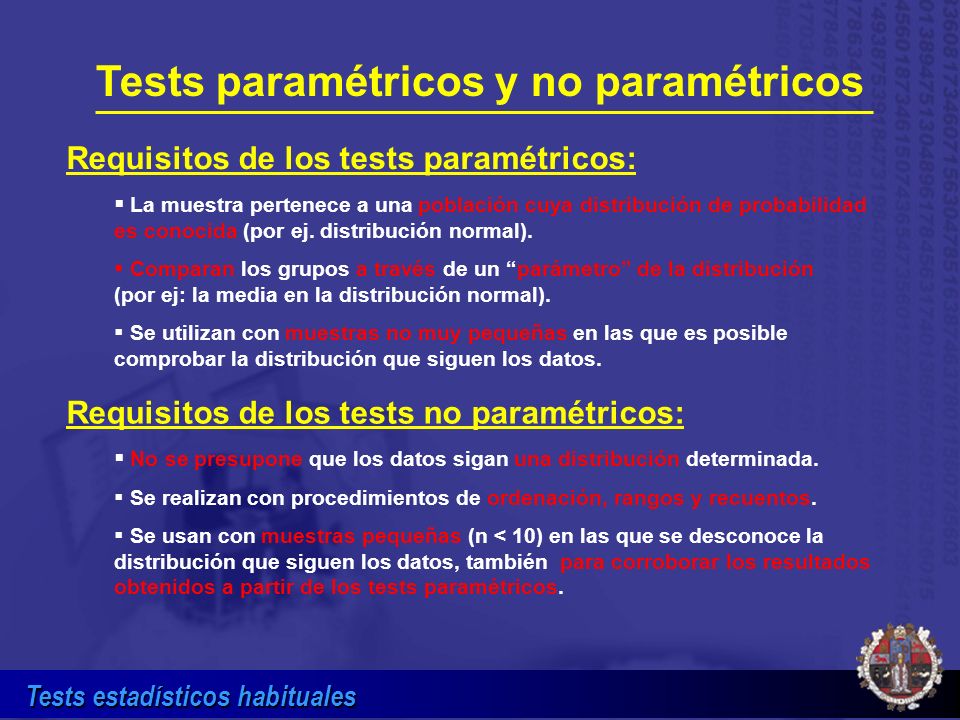 Tests paramétricos y no paramétricos