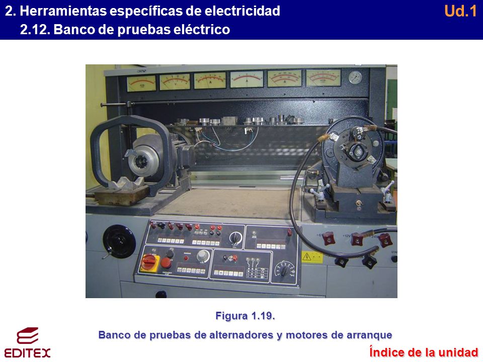 Banco de pruebas de alternadores y motores de arranque