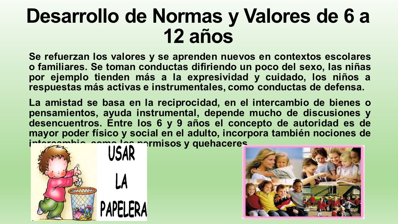 Desarrollo de Normas y Valores de 6 a 12 años