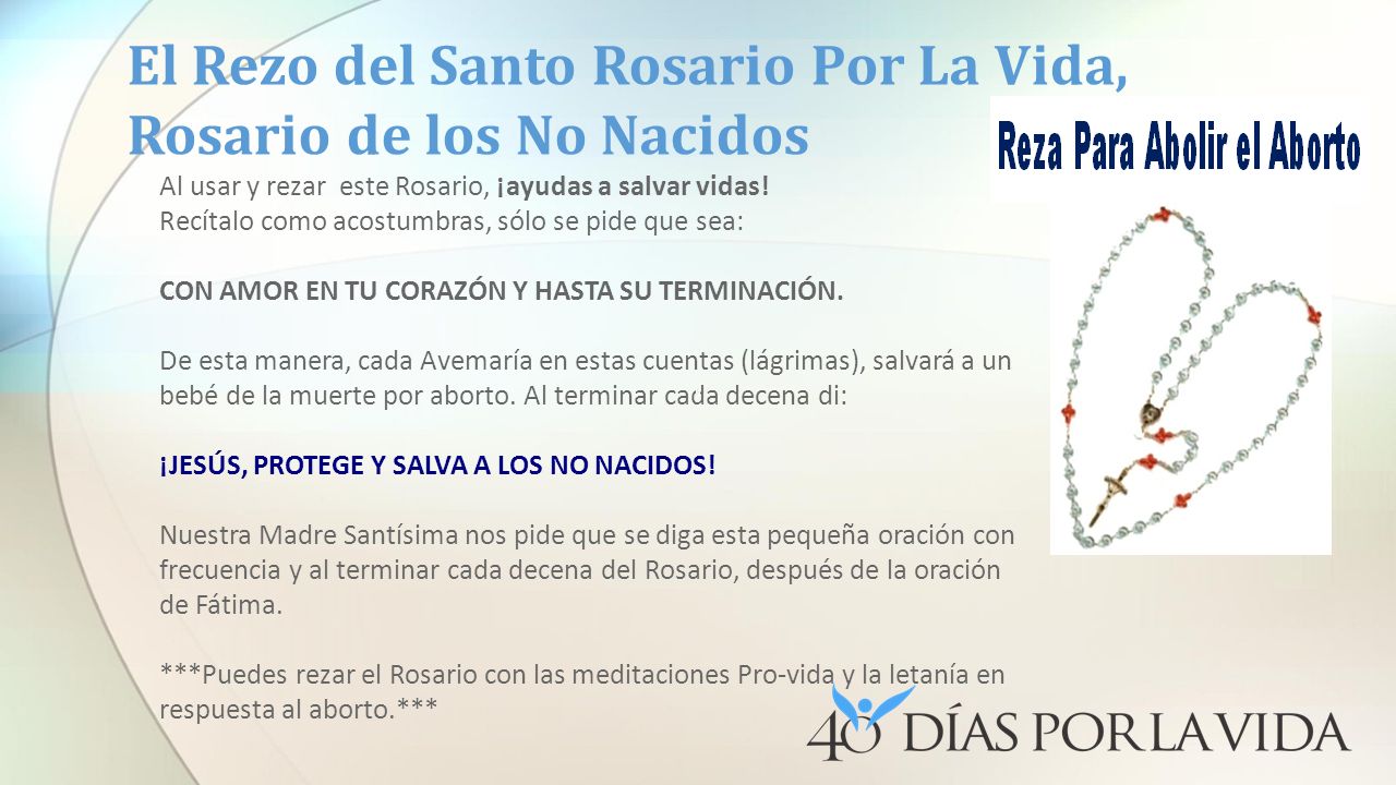 El Rezo del Santo Rosario Por La Vida, Rosario de los No Nacidos