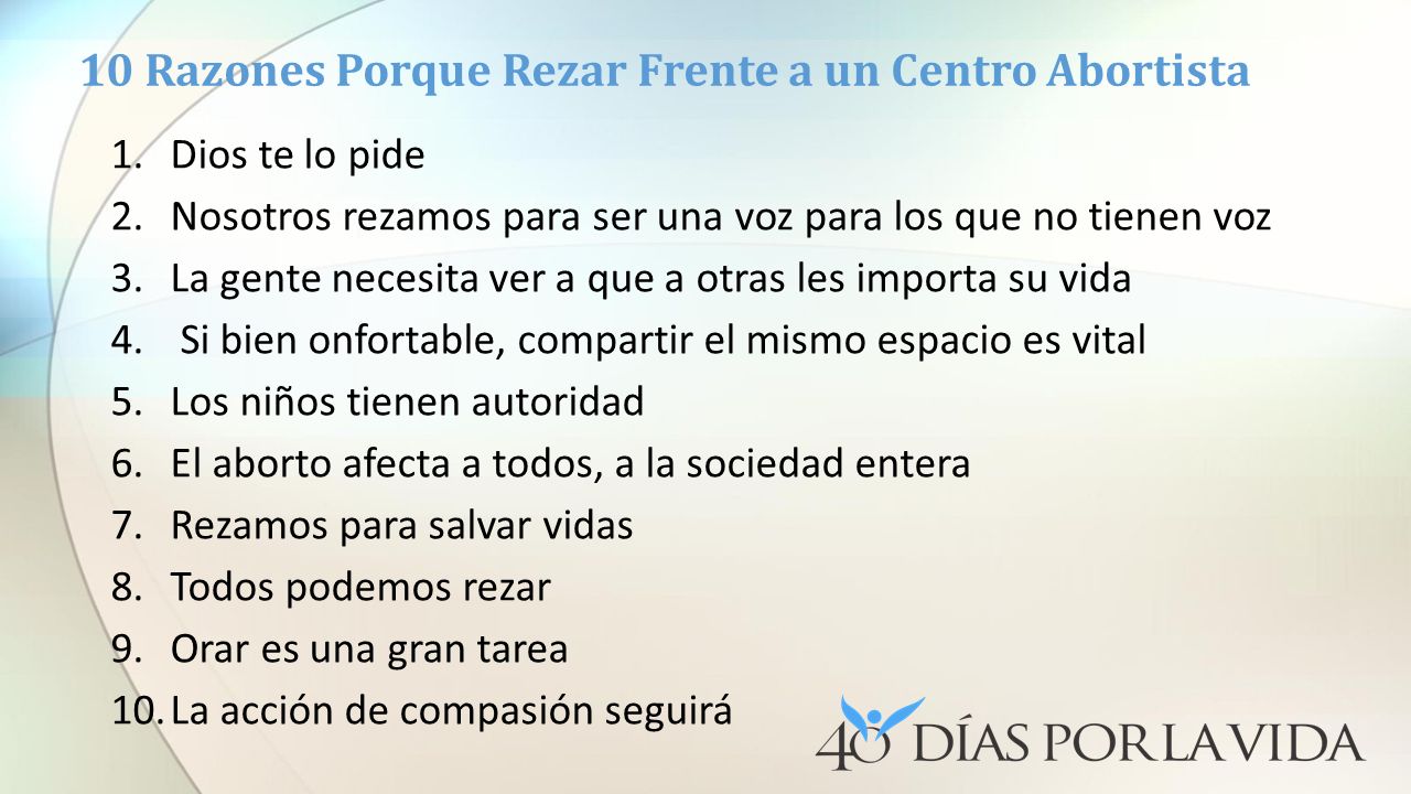 10 Razones Porque Rezar Frente a un Centro Abortista