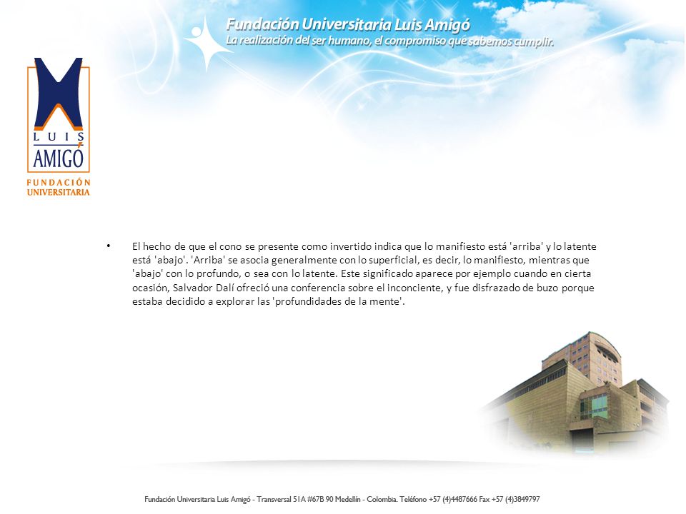 El hecho de que el cono se presente como invertido indica que lo manifiesto está arriba y lo latente está abajo .