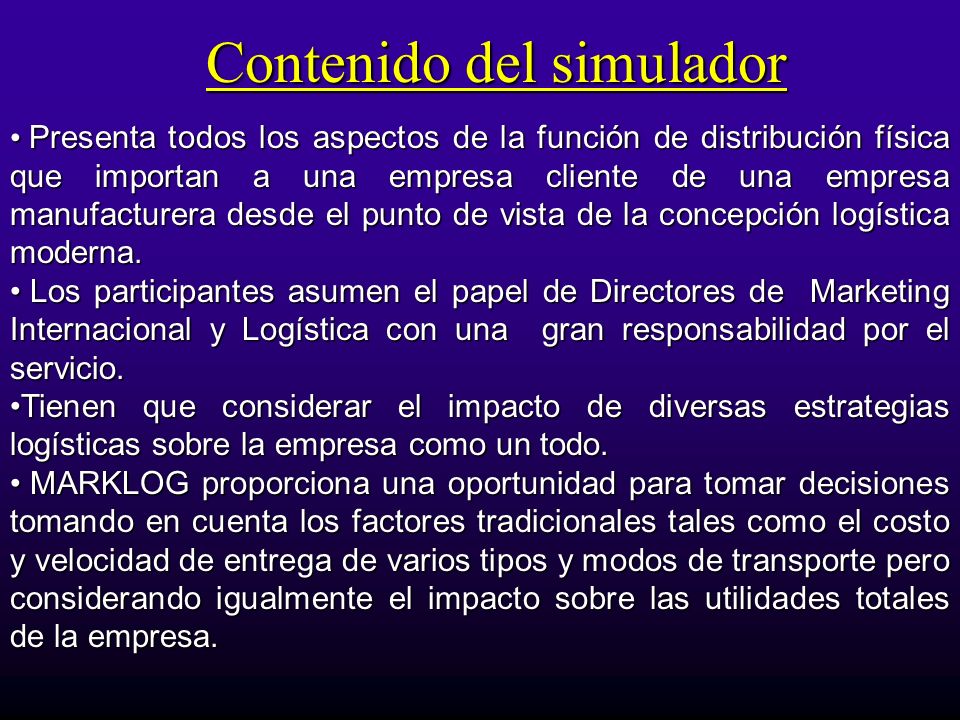Contenido del simulador
