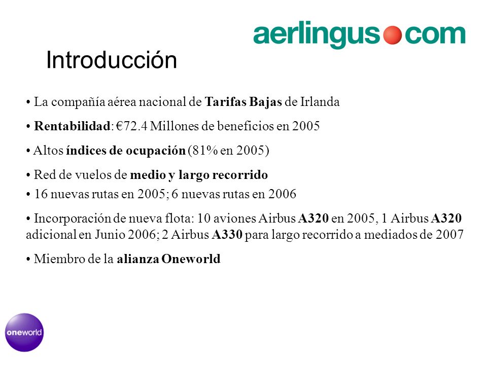 Introducción La compañía aérea nacional de Tarifas Bajas de Irlanda