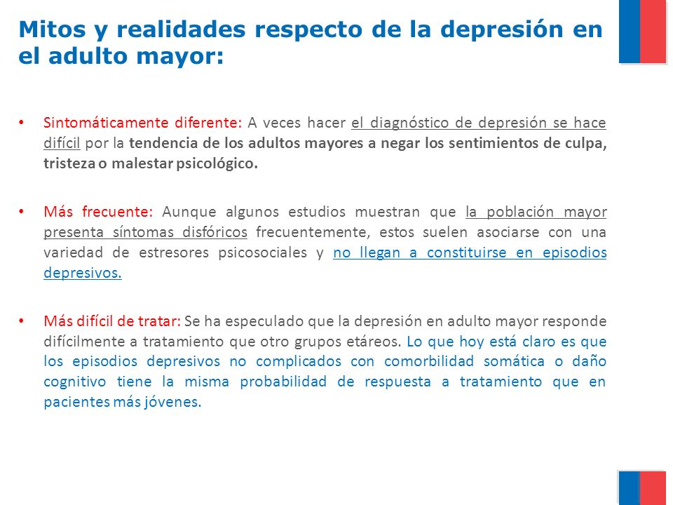 Mitos y realidades respecto de la depresión en el adulto mayor: