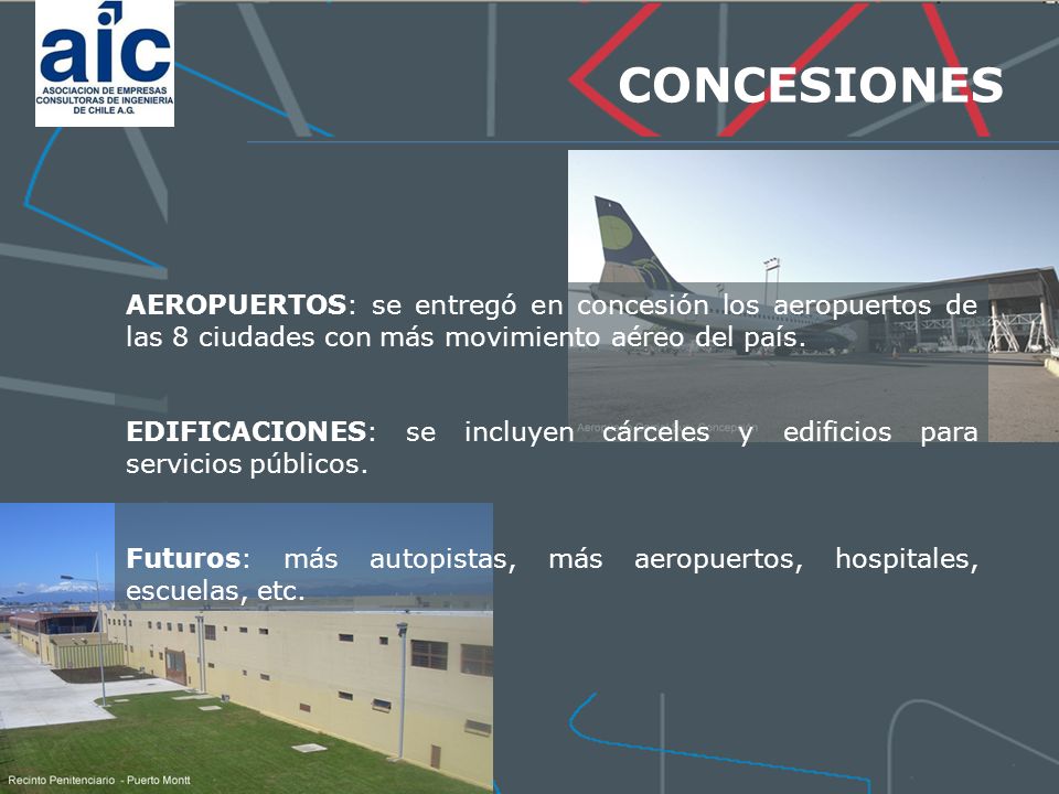 CONCESIONES AEROPUERTOS: se entregó en concesión los aeropuertos de las 8 ciudades con más movimiento aéreo del país.