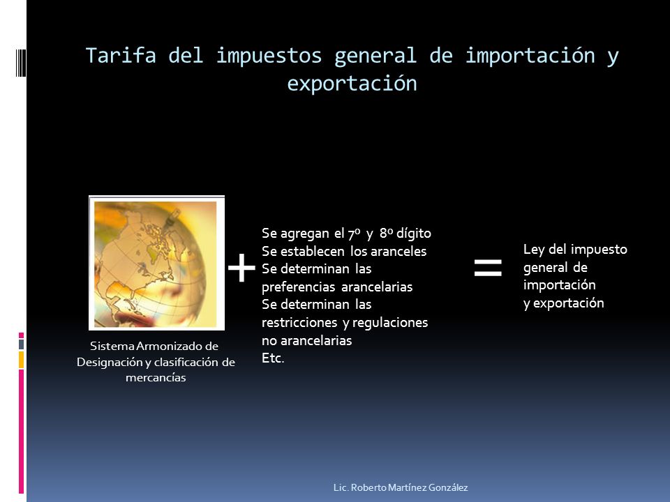 Tarifa del impuestos general de importación y exportación