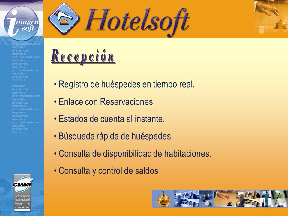 Recepción Registro de huéspedes en tiempo real.