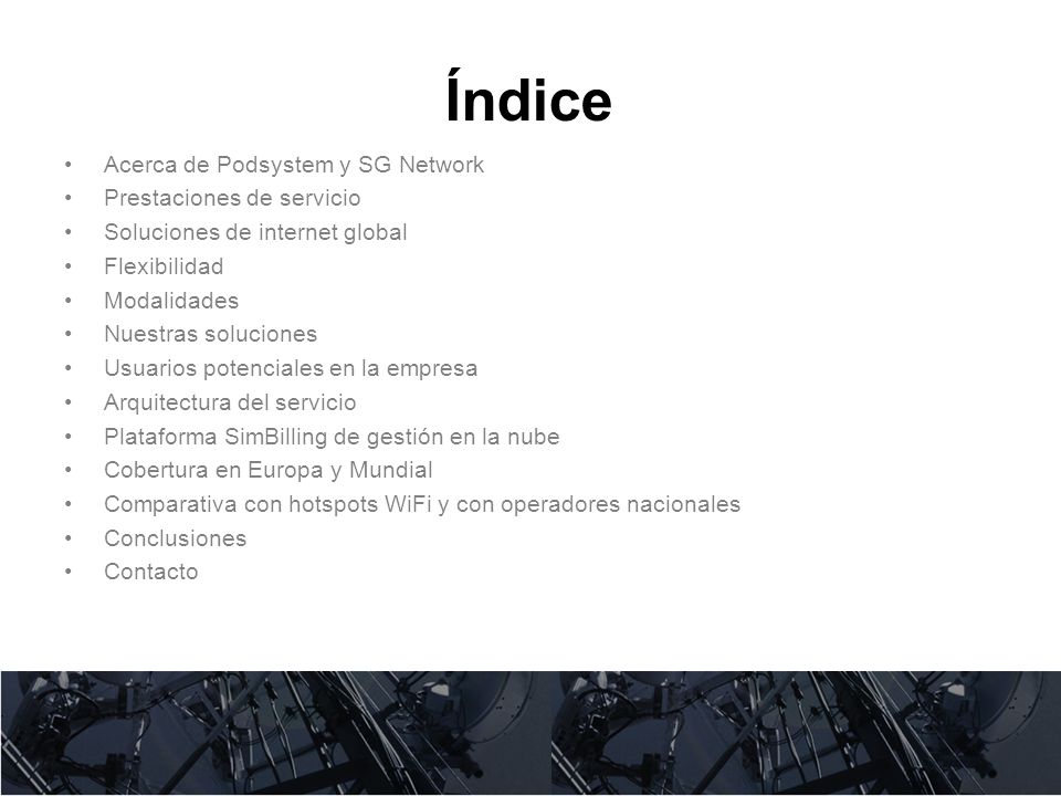 Índice Acerca de Podsystem y SG Network Prestaciones de servicio