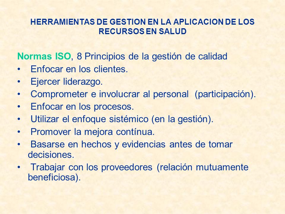 HERRAMIENTAS DE GESTION EN LA APLICACION DE LOS RECURSOS EN SALUD
