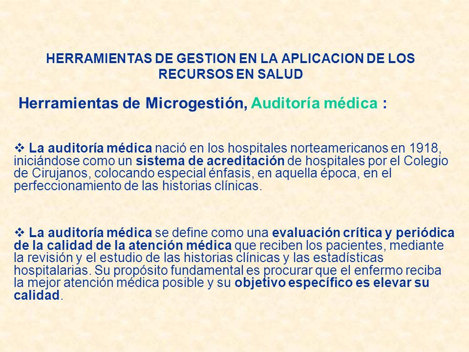 HERRAMIENTAS DE GESTION EN LA APLICACION DE LOS RECURSOS EN SALUD