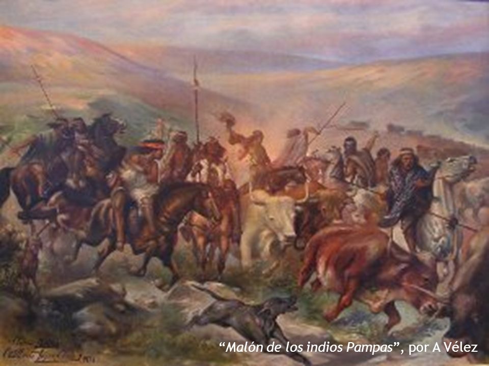Malón de los indios Pampas , por A Vélez