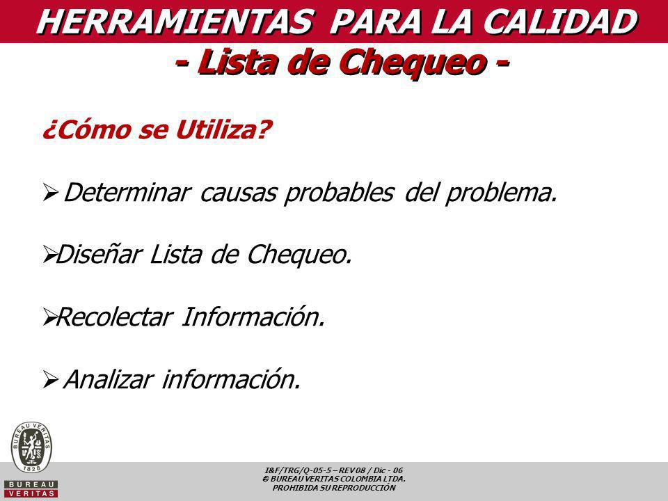 HERRAMIENTAS PARA LA CALIDAD - Lista de Chequeo -