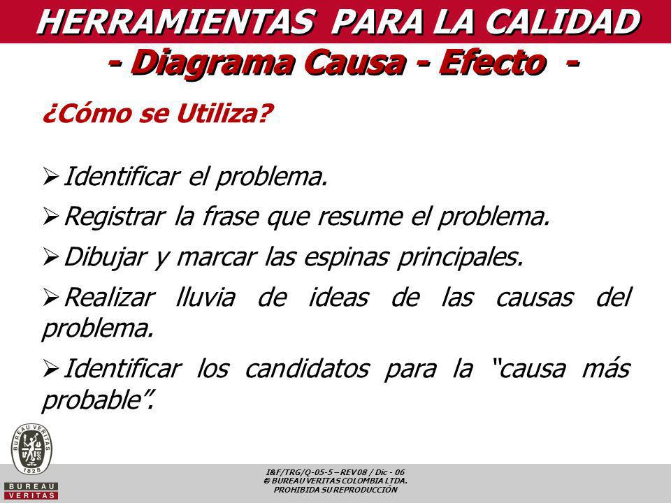 HERRAMIENTAS PARA LA CALIDAD - Diagrama Causa - Efecto -