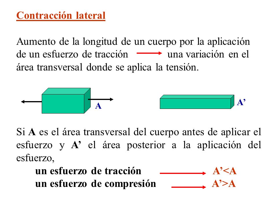 un esfuerzo de tracción A’<A un esfuerzo de compresión A’>A