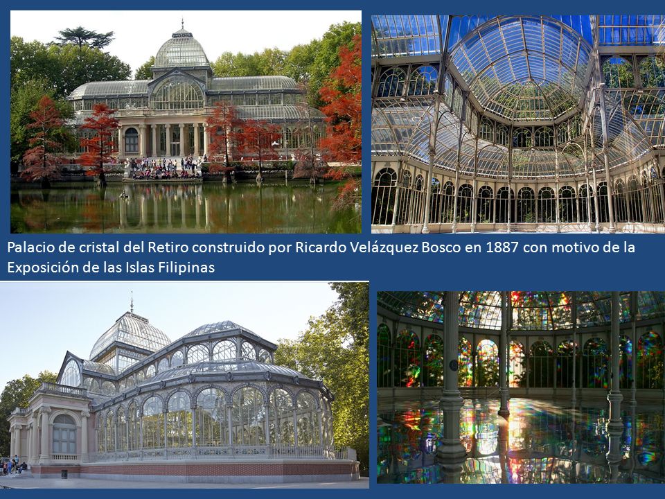 Palacio de cristal del Retiro construido por Ricardo Velázquez Bosco en 1887 con motivo de la Exposición de las Islas Filipinas