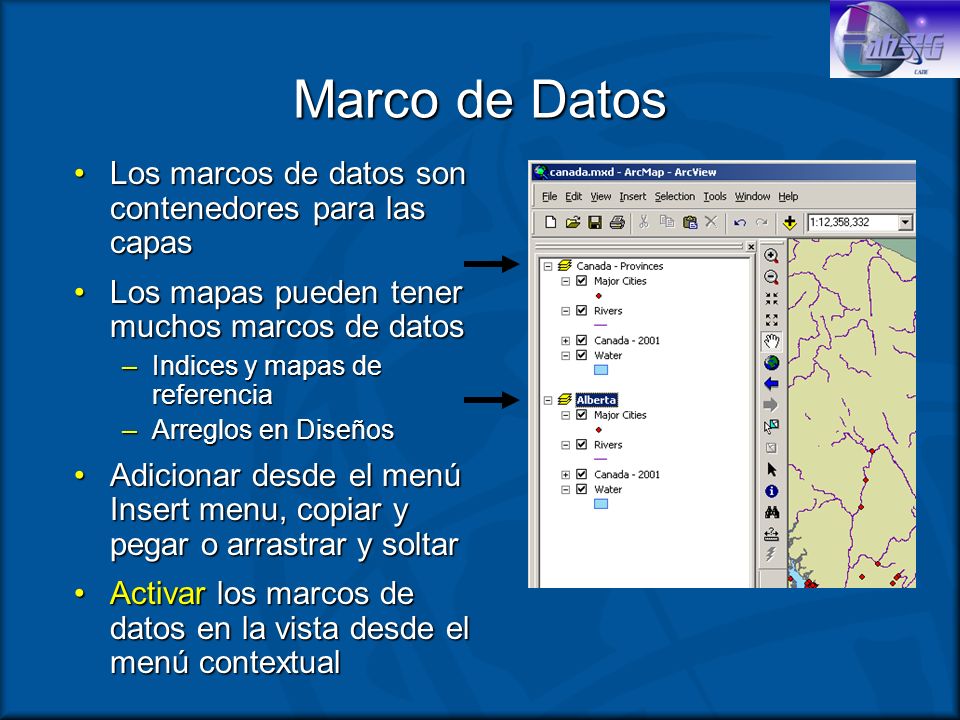 Marco de Datos Los marcos de datos son contenedores para las capas