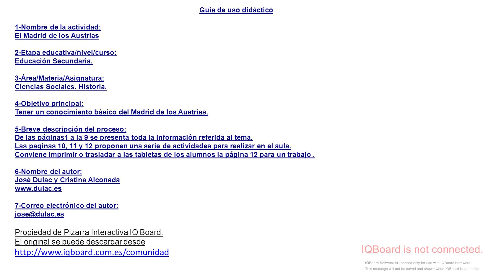 Guía de uso didáctico 1-Nombre de la actividad: El Madrid de los Austrias. 2-Etapa educativa/nivel/curso: