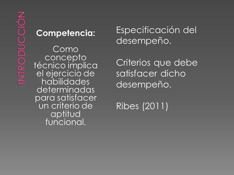 INTRODUCCIÓN Especificación del desempeño.
