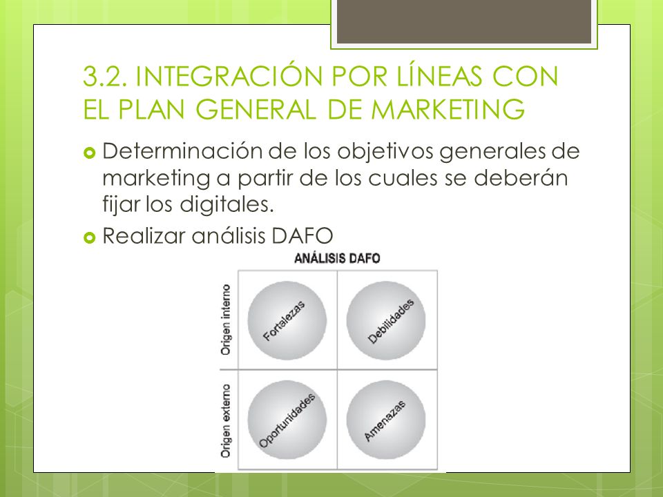 3.2. INTEGRACIÓN POR LÍNEAS CON EL PLAN GENERAL DE MARKETING