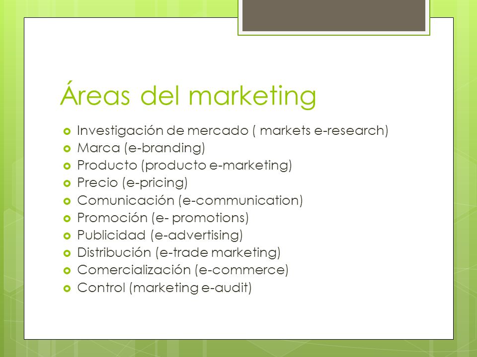 Áreas del marketing Investigación de mercado ( markets e-research)