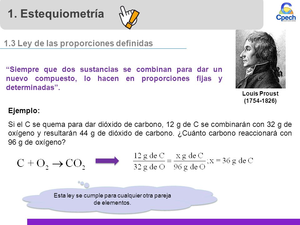 Esta ley se cumple para cualquier otra pareja de elementos.