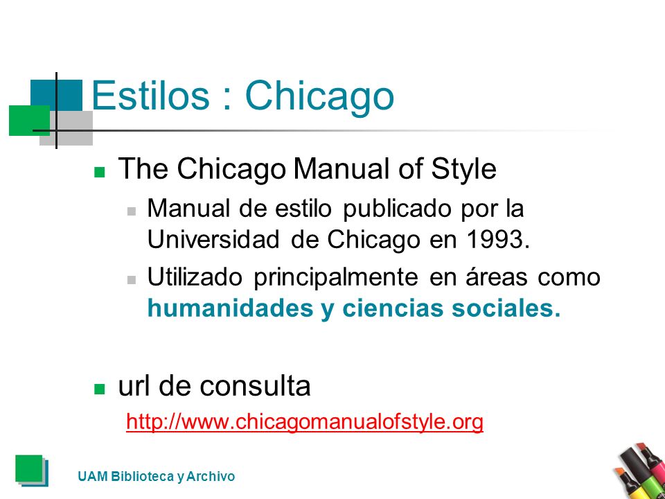 Estilos : Chicago The Chicago Manual of Style url de consulta