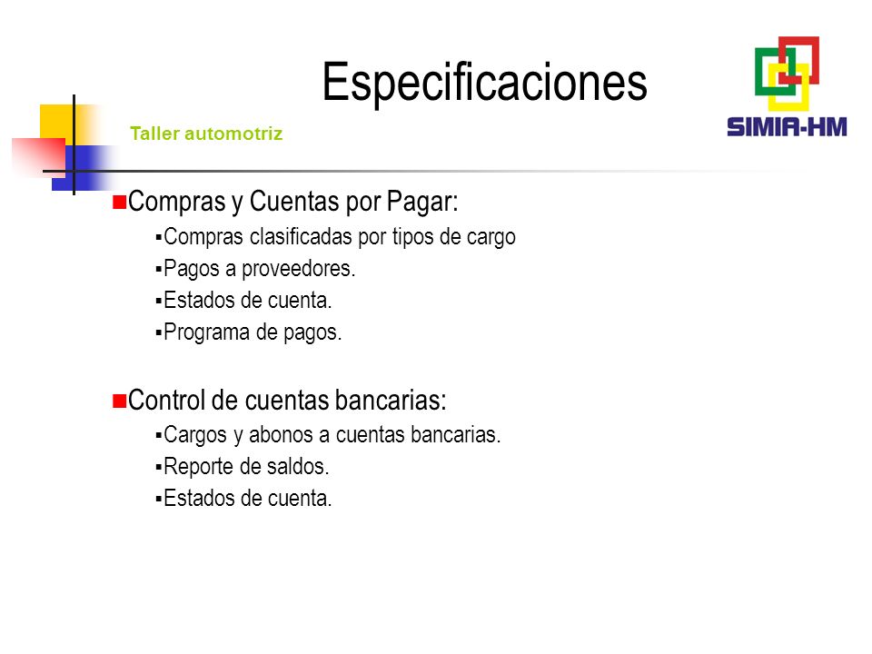 Especificaciones Compras y Cuentas por Pagar: