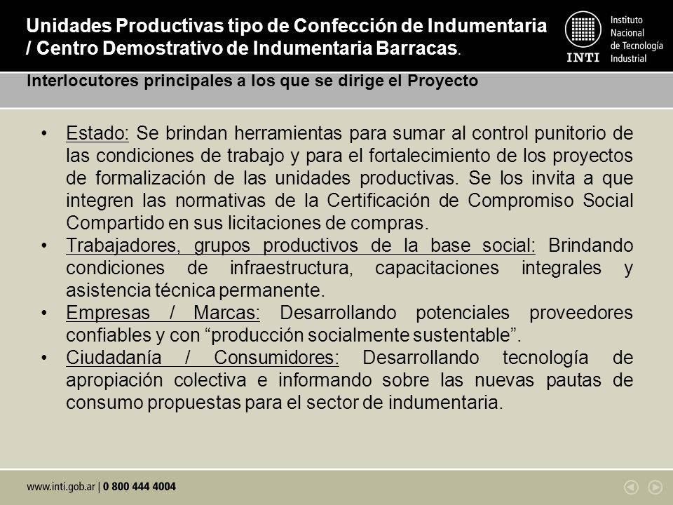 Unidades Productivas tipo de Confección de Indumentaria / Centro Demostrativo de Indumentaria Barracas.