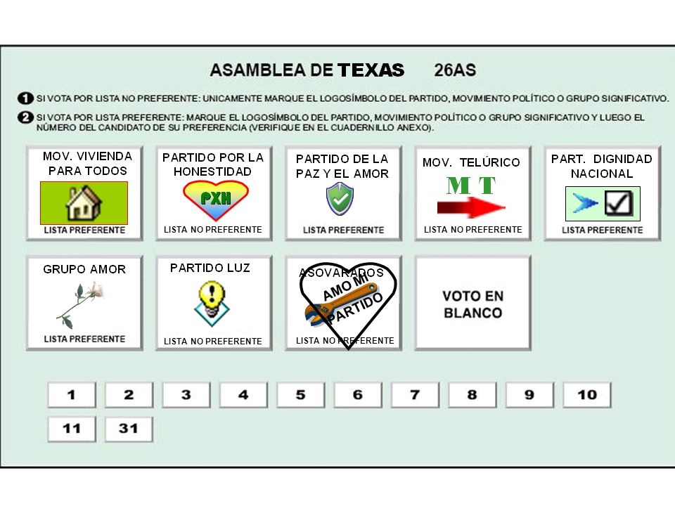 AMO MI PARTIDO LISTA NO PREFERENTE LISTA NO PREFERENTE