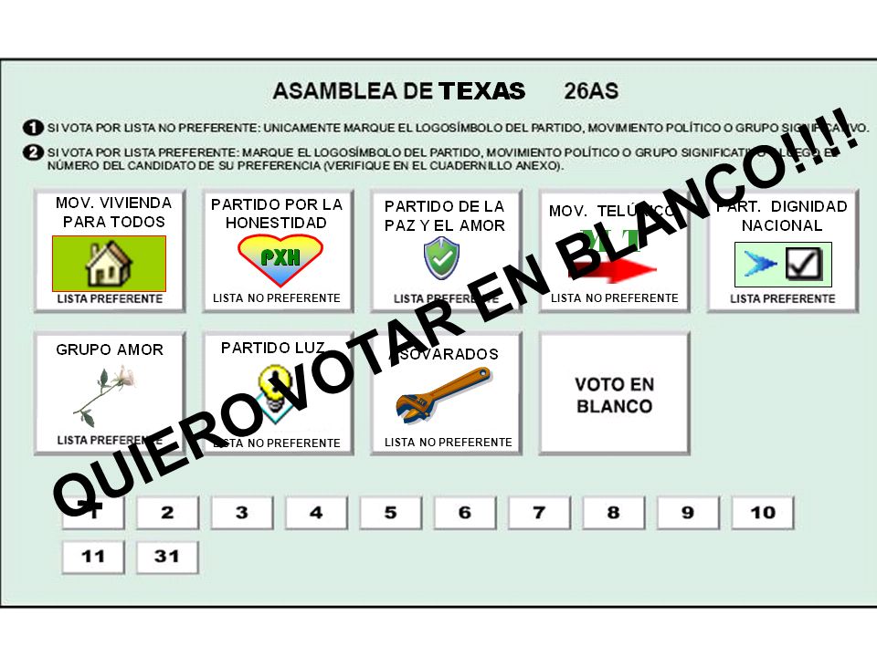 QUIERO VOTAR EN BLANCO!!!! LISTA NO PREFERENTE LISTA NO PREFERENTE