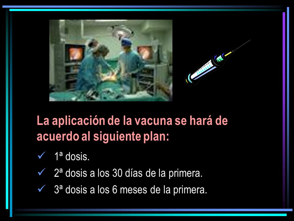 La aplicación de la vacuna se hará de acuerdo al siguiente plan: