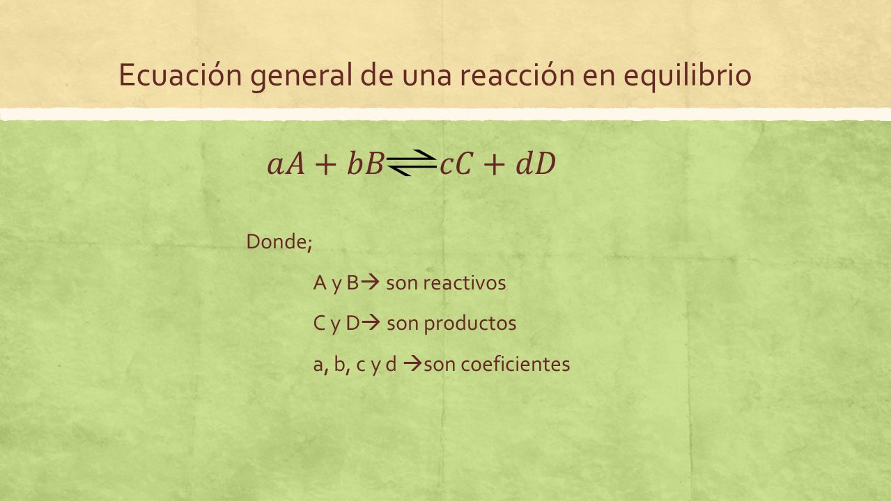 Ecuación general de una reacción en equilibrio